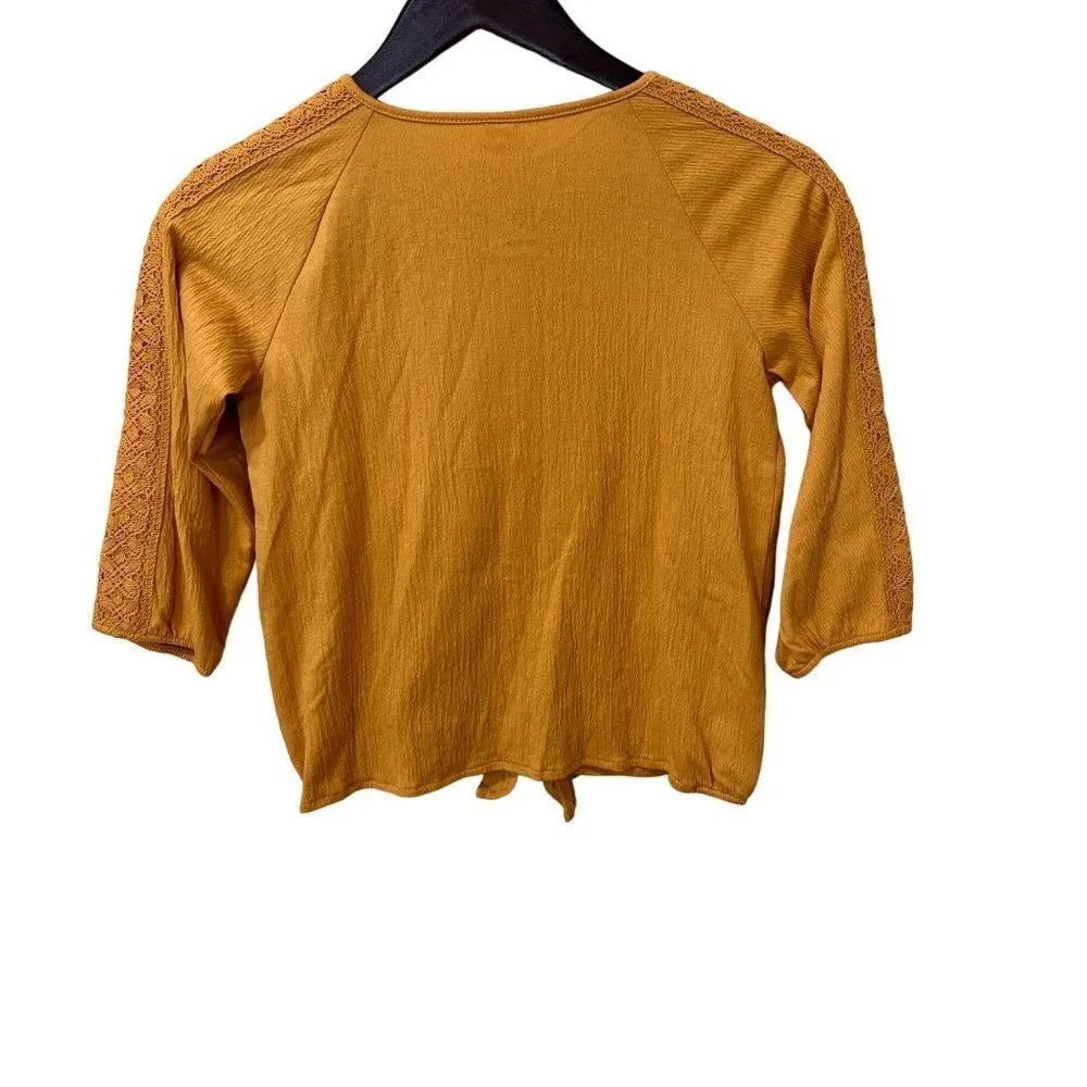 3/$30 NWT OshKosh B'gosh Mustard Tie-Up Shirt w/ Lace Detail‎ - Girls Size 12